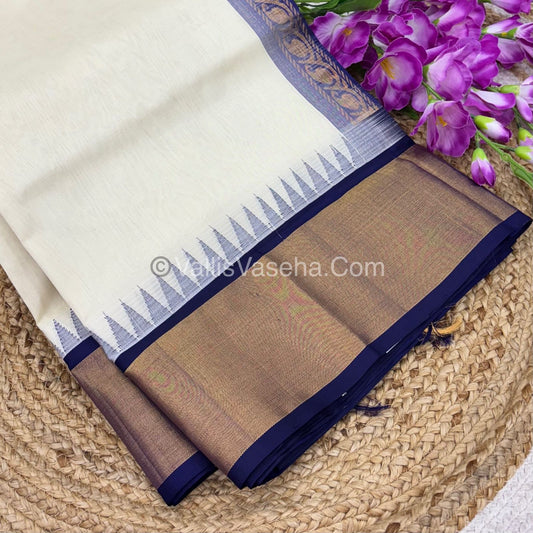 Pure Korvai Silk Cotton Saree - Temple border - VVKSC001
