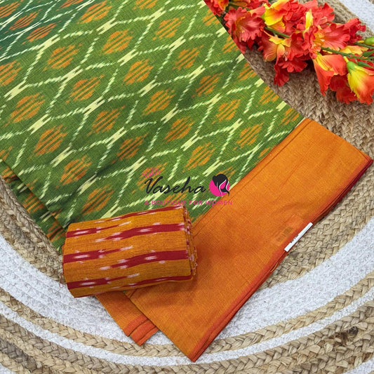 Ikkat Mercerised Cotton Saree - Single Ikkat - VVIKS001