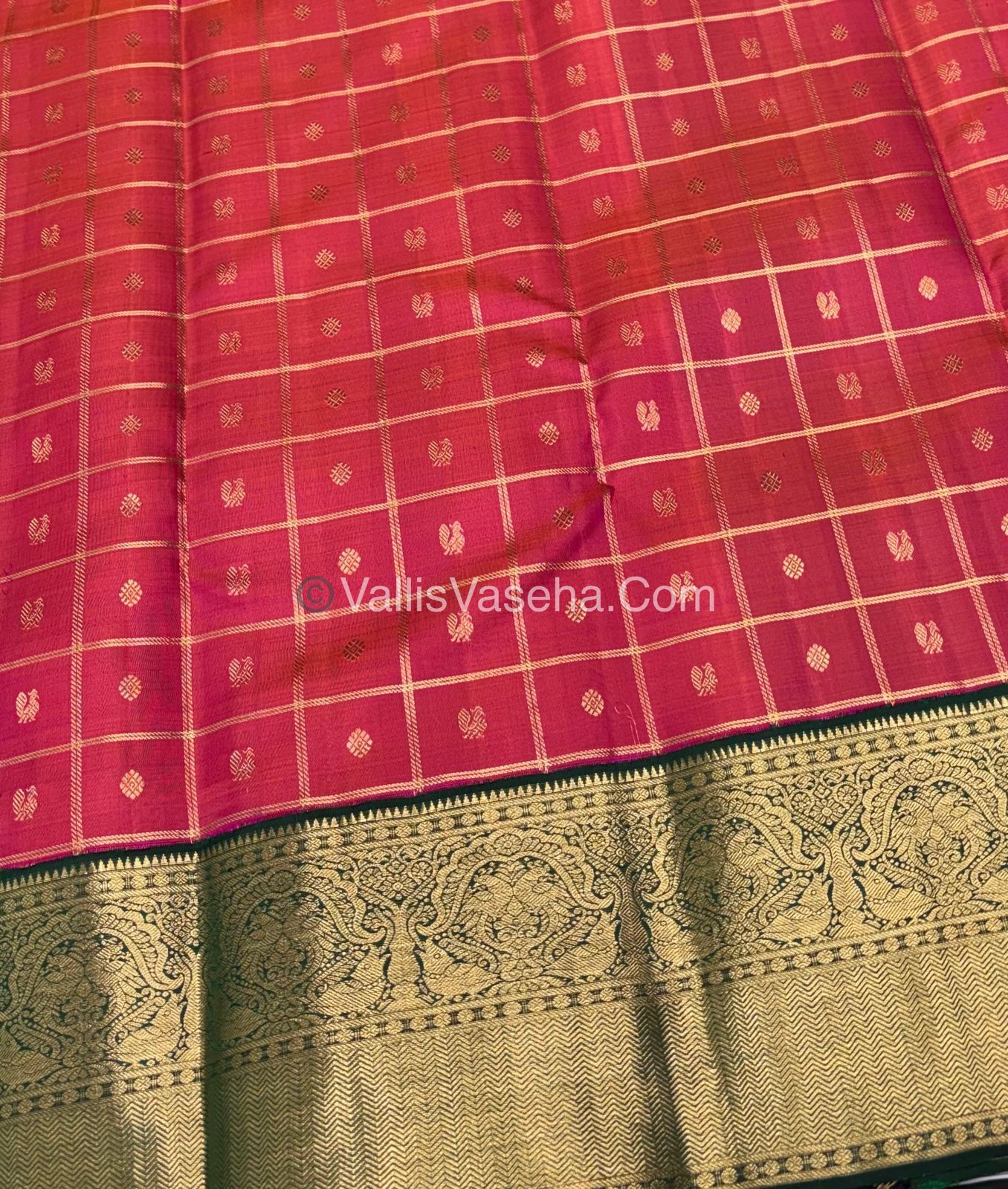 Pure Vintage Korvai Kanchipuram Silk Saree - Pink & Green Combo - VVPS044