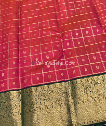Pure Vintage Korvai Kanchipuram Silk Saree - Pink & Green Combo - VVPS044