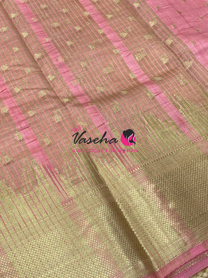 Semi Tussar Silk Saree | Light  Peach Shade |VVSTS054