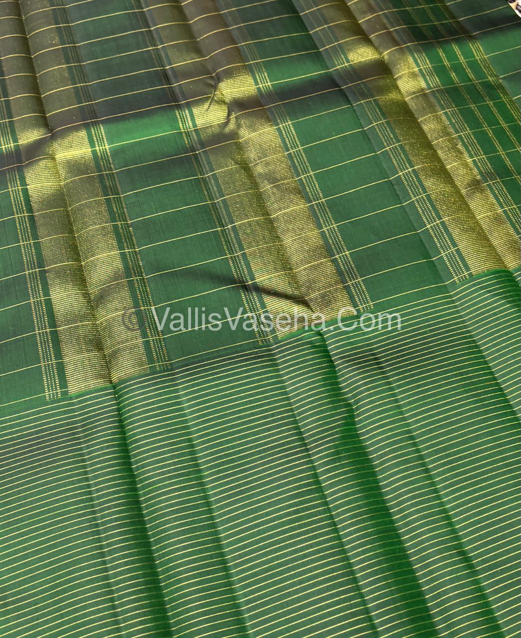 Pure Korvai Kanchipuram Silk Saree - Light Pink & Green Combo - VVPS035