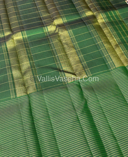 Pure Korvai Kanchipuram Silk Saree - Light Pink & Green Combo - VVPS035