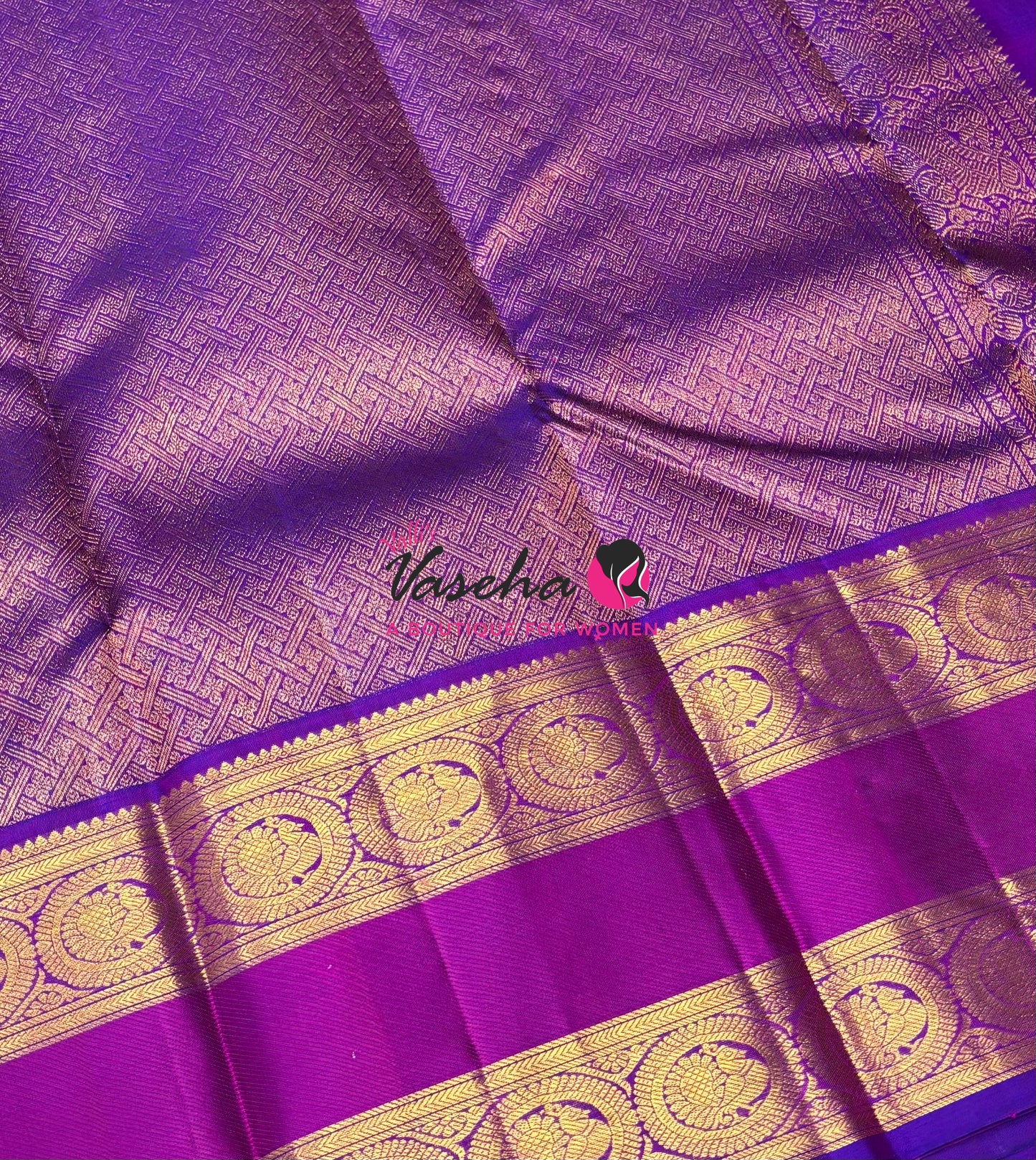 Pure Vintage Korvai Kanchipuram Silk Saree - Green & Purple Combo - VVPS071