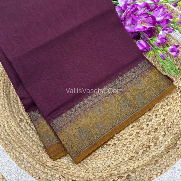 Bamboo Silk Saree - Maroon With Yellow Shade - VVBSS007