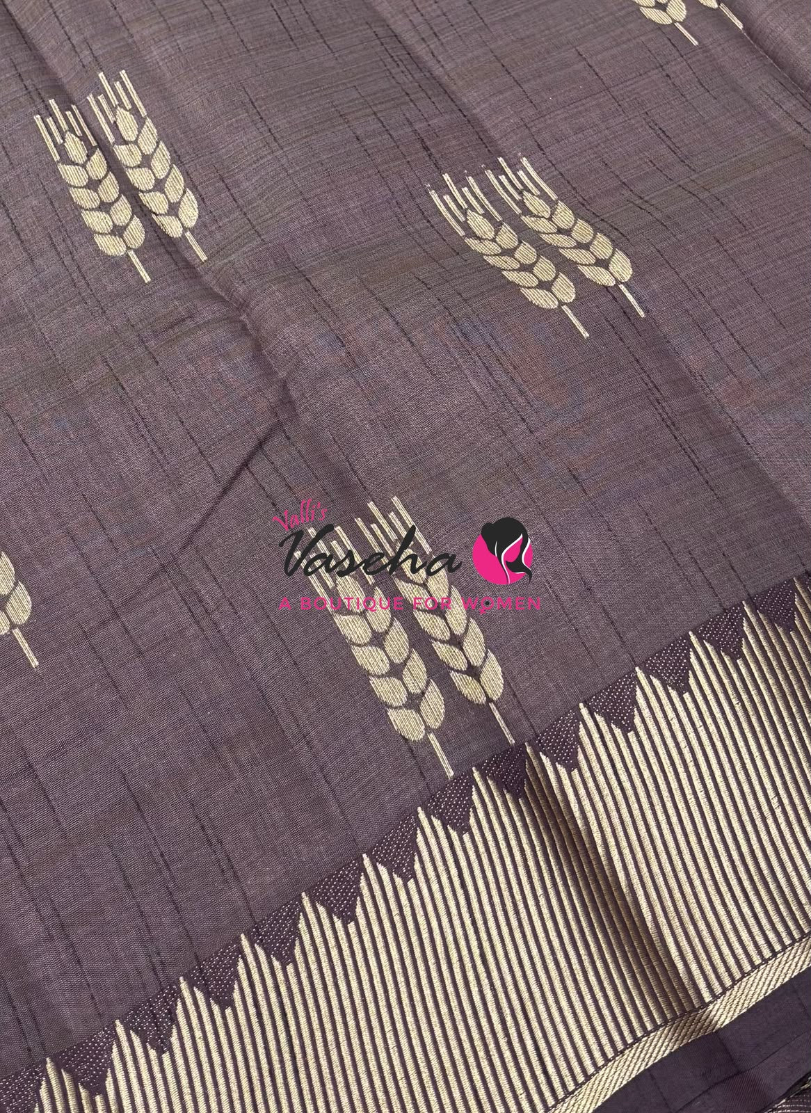 Semi Tussar Silk Saree | Brown  Shade |VVSTS051
