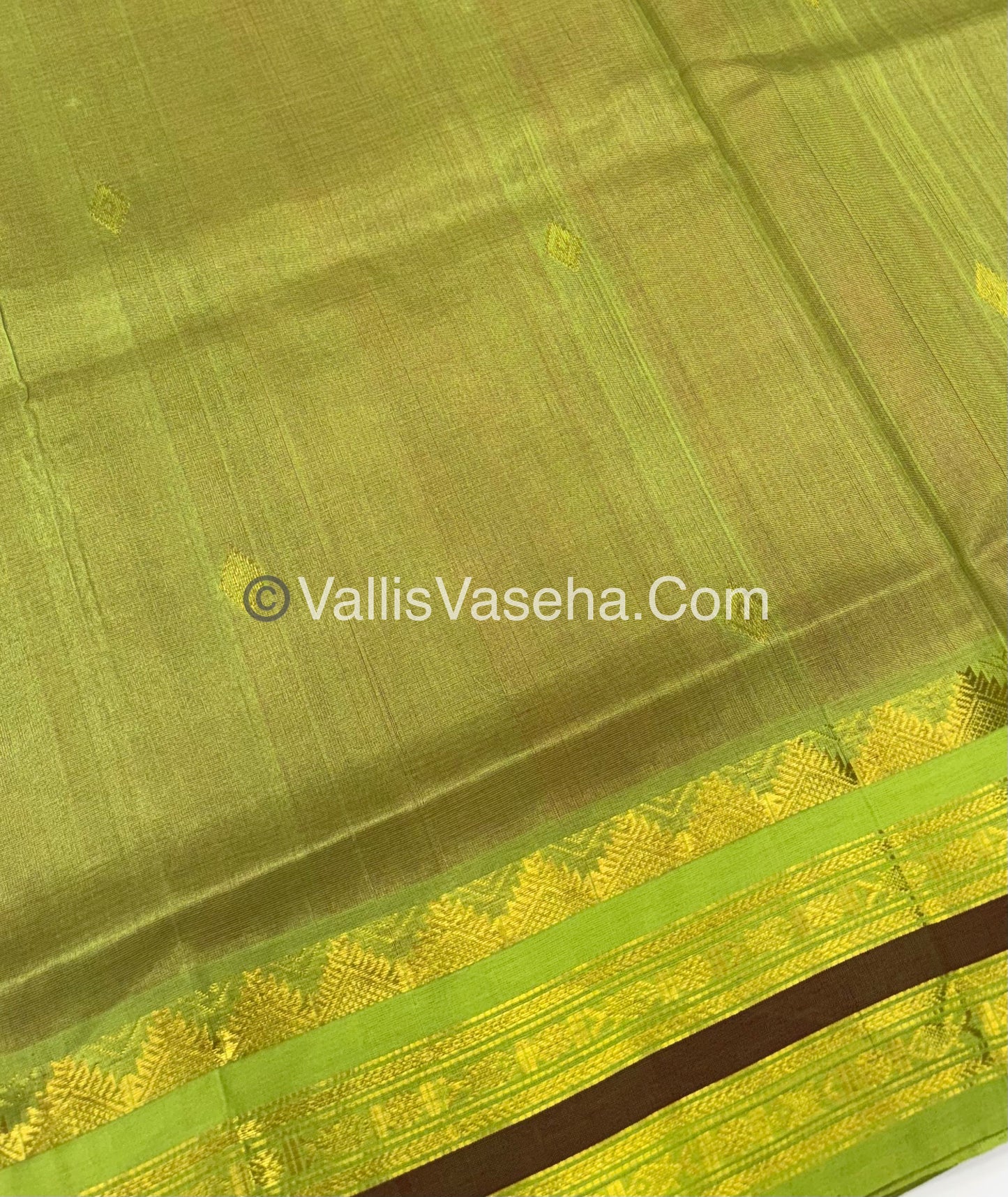 Pure Korvai Silk Cotton - Pink with Green - VVKSC025