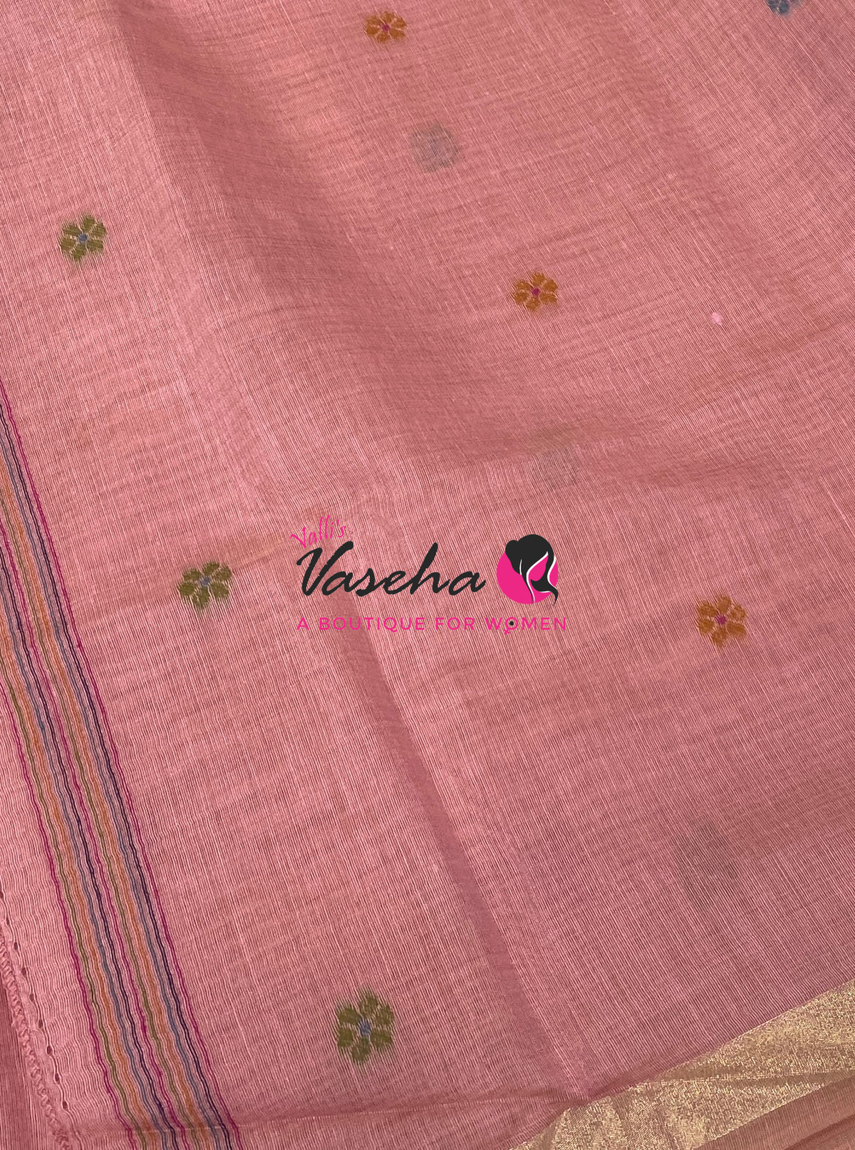 Muga Cotton Saree - Peach Shade - VVMCS002