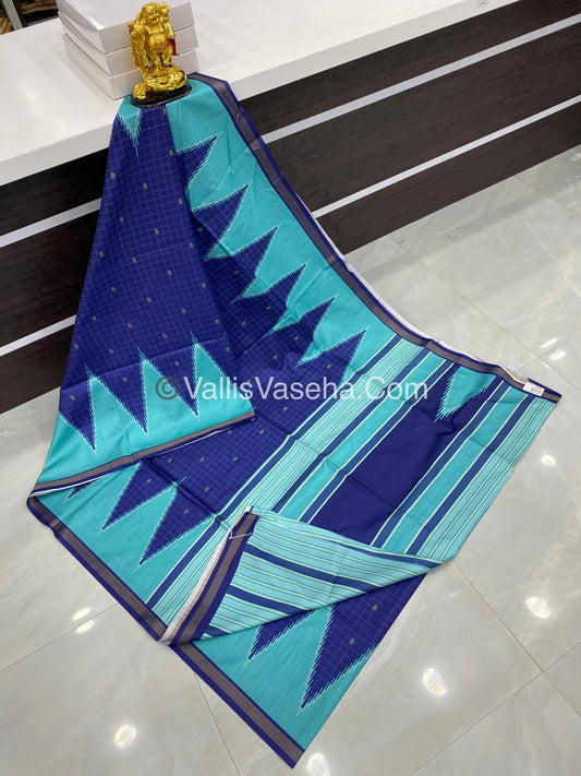 Semi Chanderi Saree - Sea Blue & Ink blue  Combo - VVSCS003