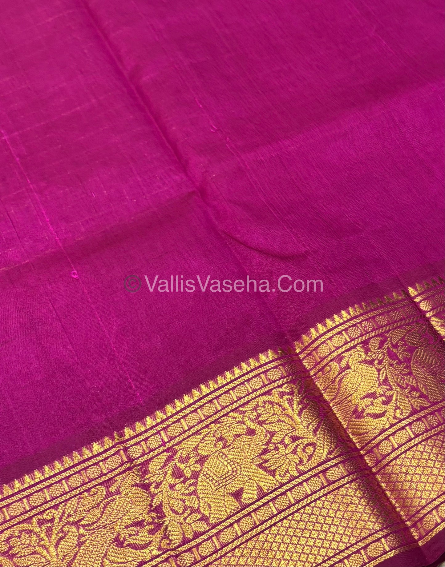 Pure Korvai Silk Cotton - Checks Pattern - Pink Shade  - VVKSC033