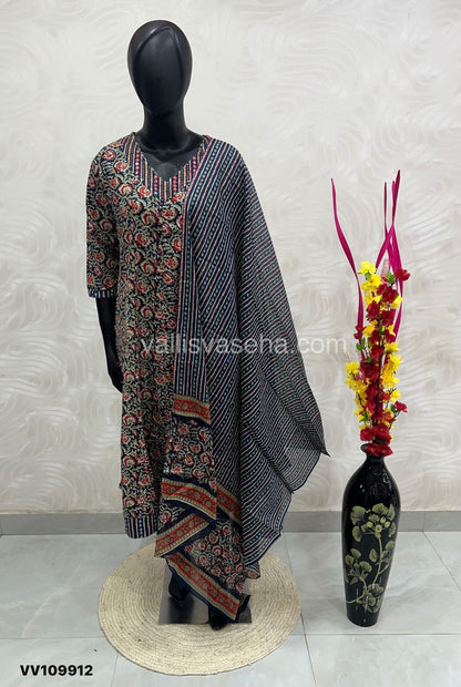 Ready Made - Anarkali - Salwar, Kameez & Duppatta(3pc)- Printed Cotton - VVAS003