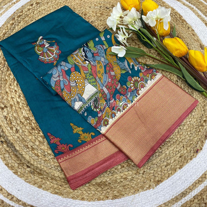 Semi Dola Silk - Pen Kalamkari Design - VVSDS001