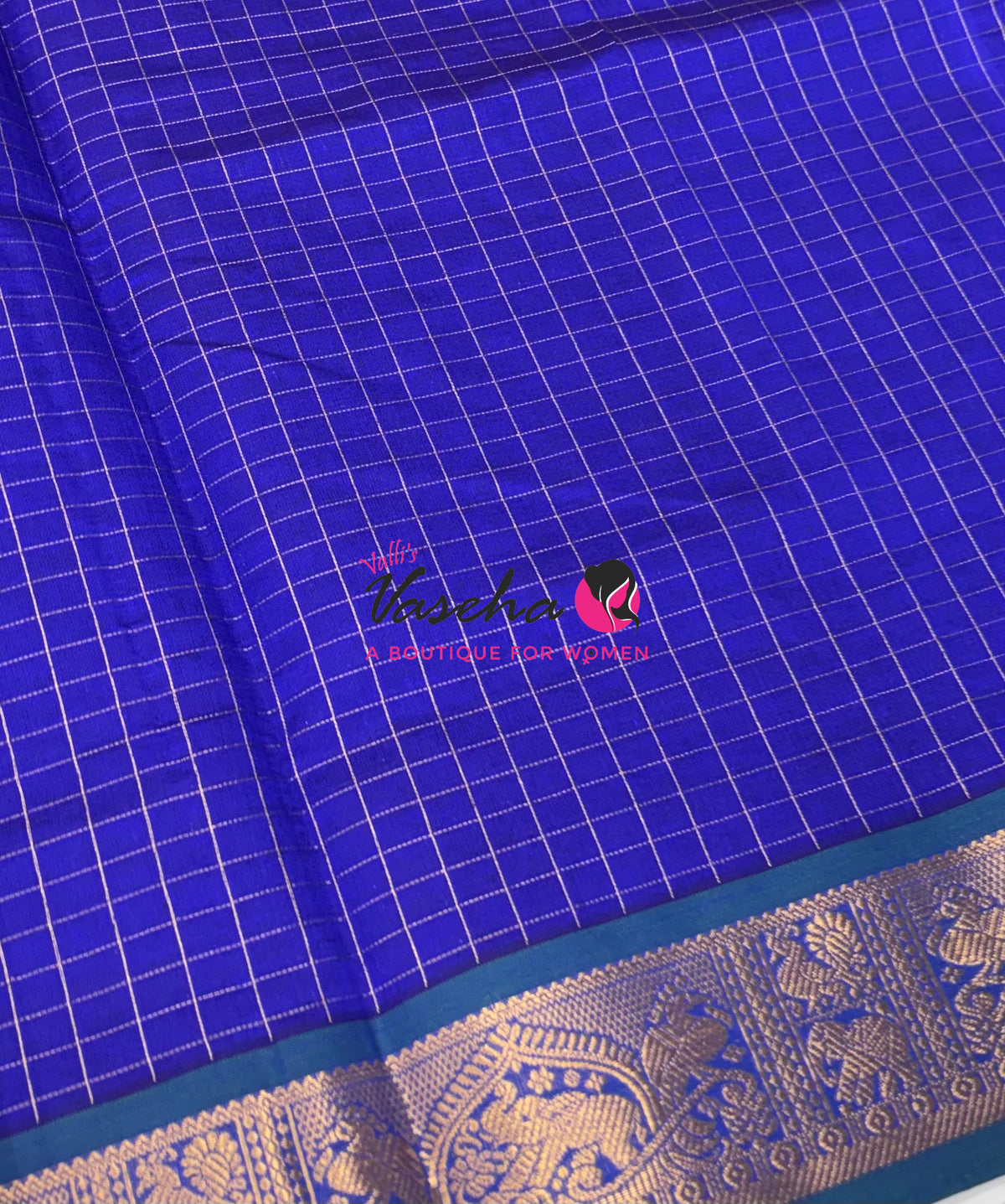 Semi Silk Cotton Saree - Checks Pattern - VVSSC019