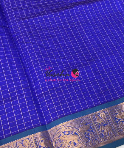 Semi Silk Cotton Saree - Checks Pattern - VVSSC019