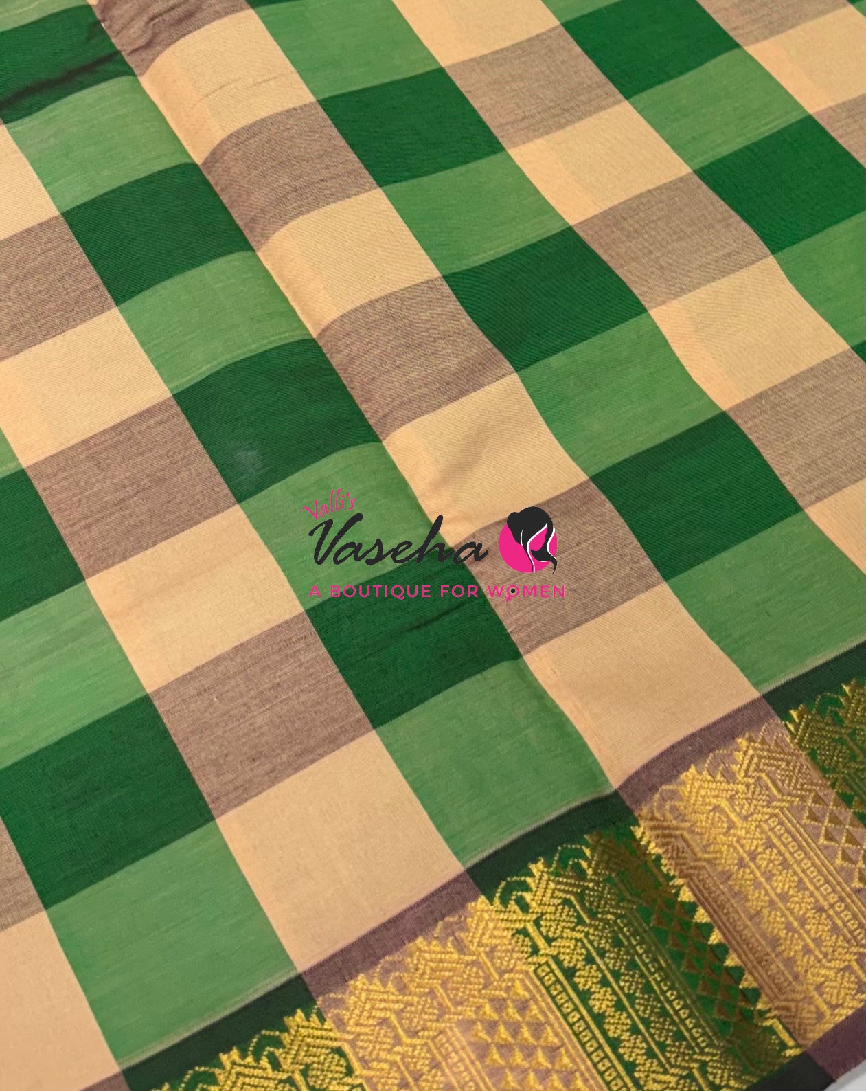 Semi Silk Cotton Saree |  Pazhum Pazhamum Checks Design |VVSSC018