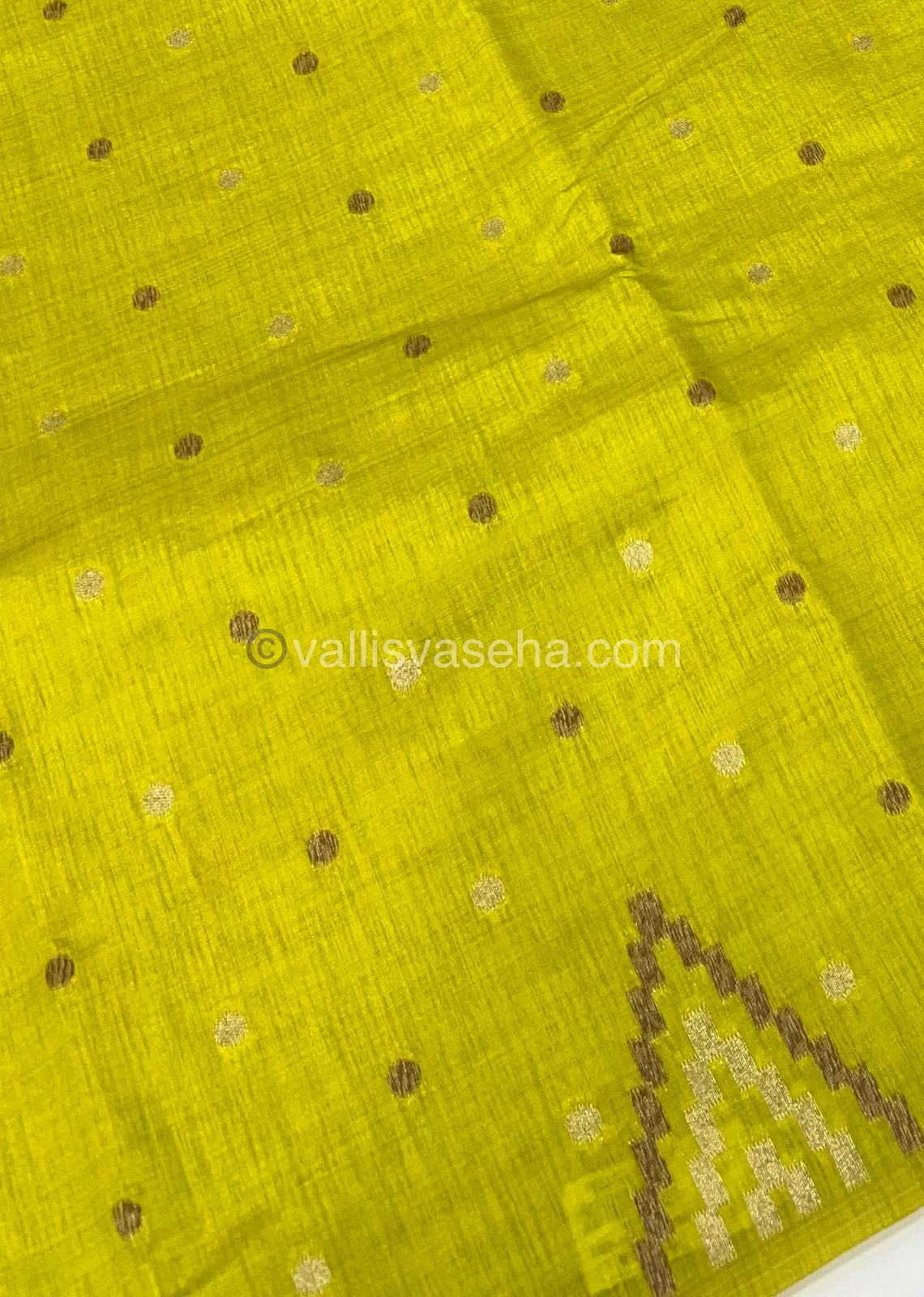 Cherry Tussar - Semi Tussar Silk - Lemon Yellowish slight Green - VVSTS009