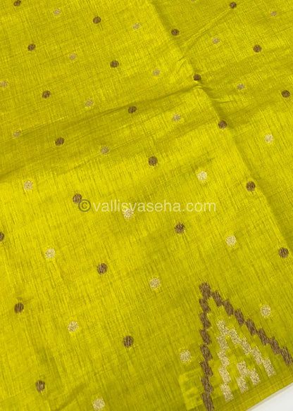 Cherry Tussar - Semi Tussar Silk - Lemon Yellowish slight Green - VVSTS009