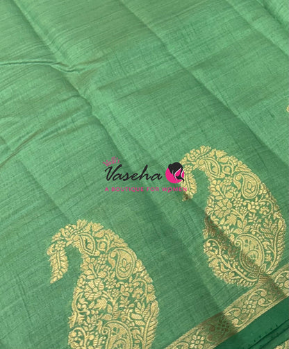 Semi Tussar Silk - Small Mango - Pista Green Shade - VVSTS002