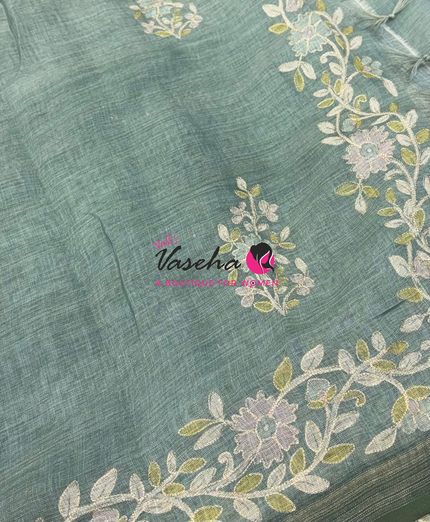 Linen Tissue Saree - Blue Shade - VVLTS002