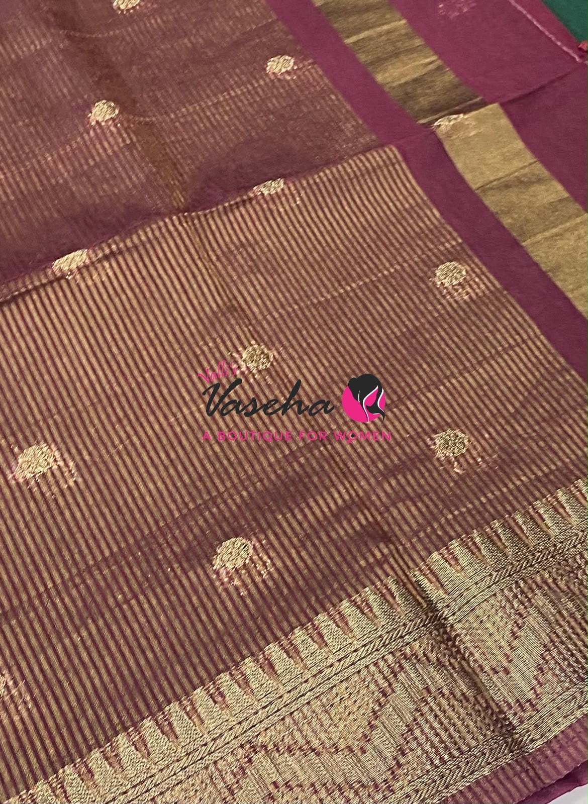 Semi Jute Silk Saree - Green With Maroon Shade- VVSJS002