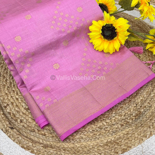 Semi Tussar Silk - Grand Pallu  - Baby Pink Shade - VVSTS025