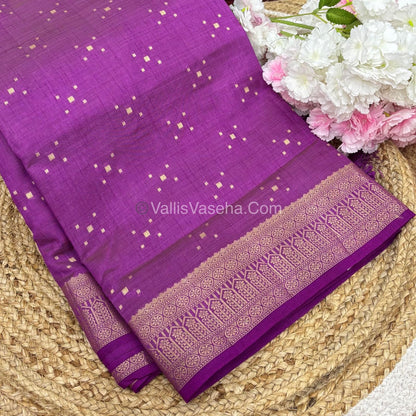 Semi Tussar Silk - Grand Pallu  - Purplish Pink Shade - VVSTS031
