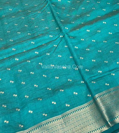Semi Tussar Silk - Grand Pallu  - Ramar Blue Shade - VVSTS020