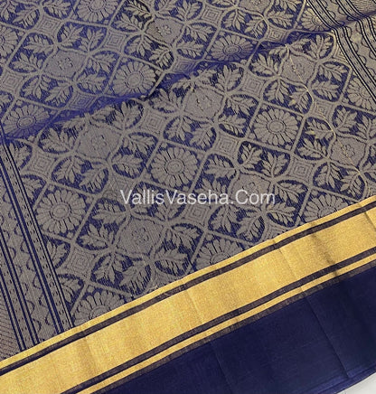 Kora Silk Saree - SICO - Grey With Blue Shade  - VVKS002
