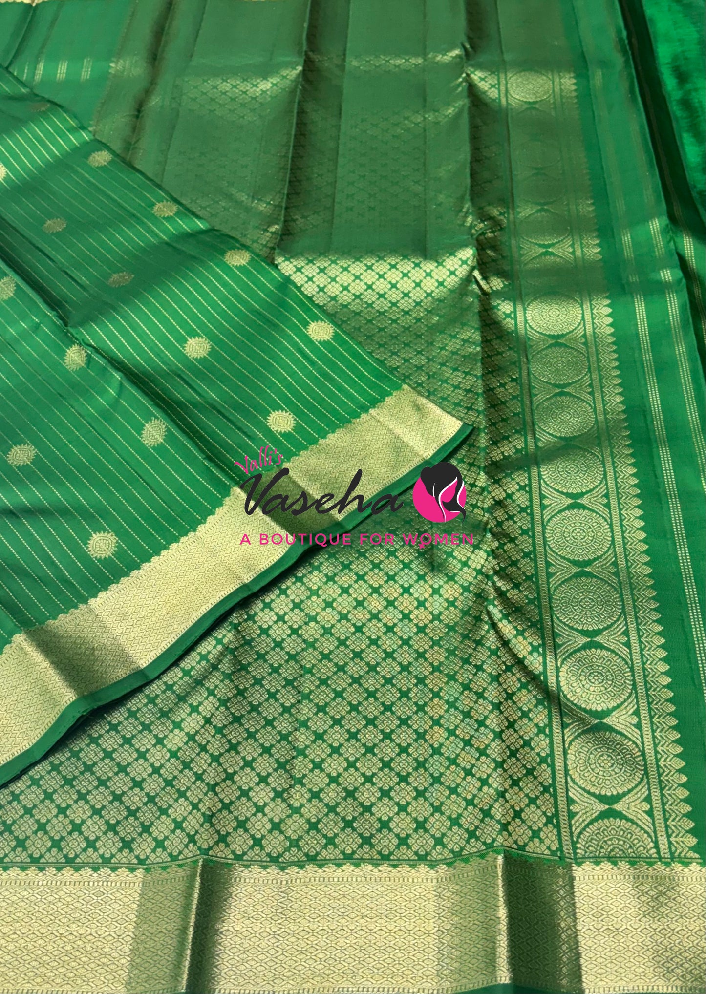 Pure Kanchipuram Silk Saree - Vairavoosi Design  - Green Shade  - VVPS087