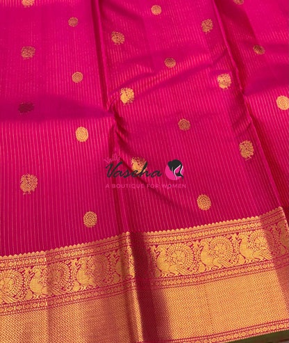 Pure Kanchipuram Silk Saree - Vairavoosi Design  - Dark Pink Shade - VVPS059