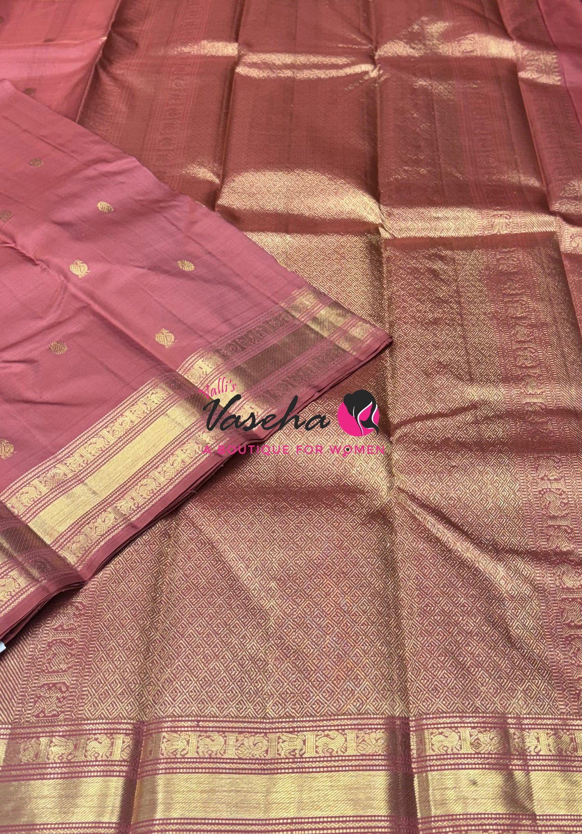 Pure Kanchipuram Silk Saree - Peach Shade - VVPS025