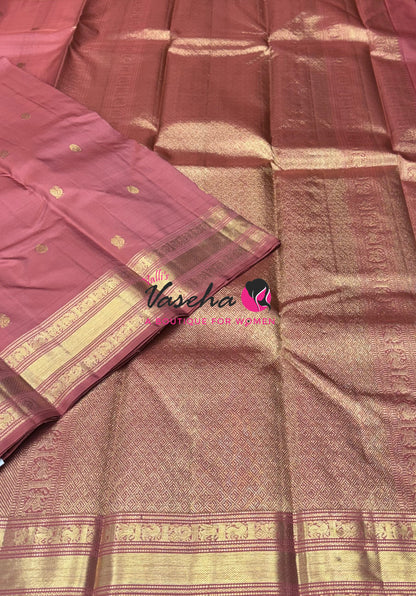 Pure Kanchipuram Silk Saree - Peach Shade - VVPS025