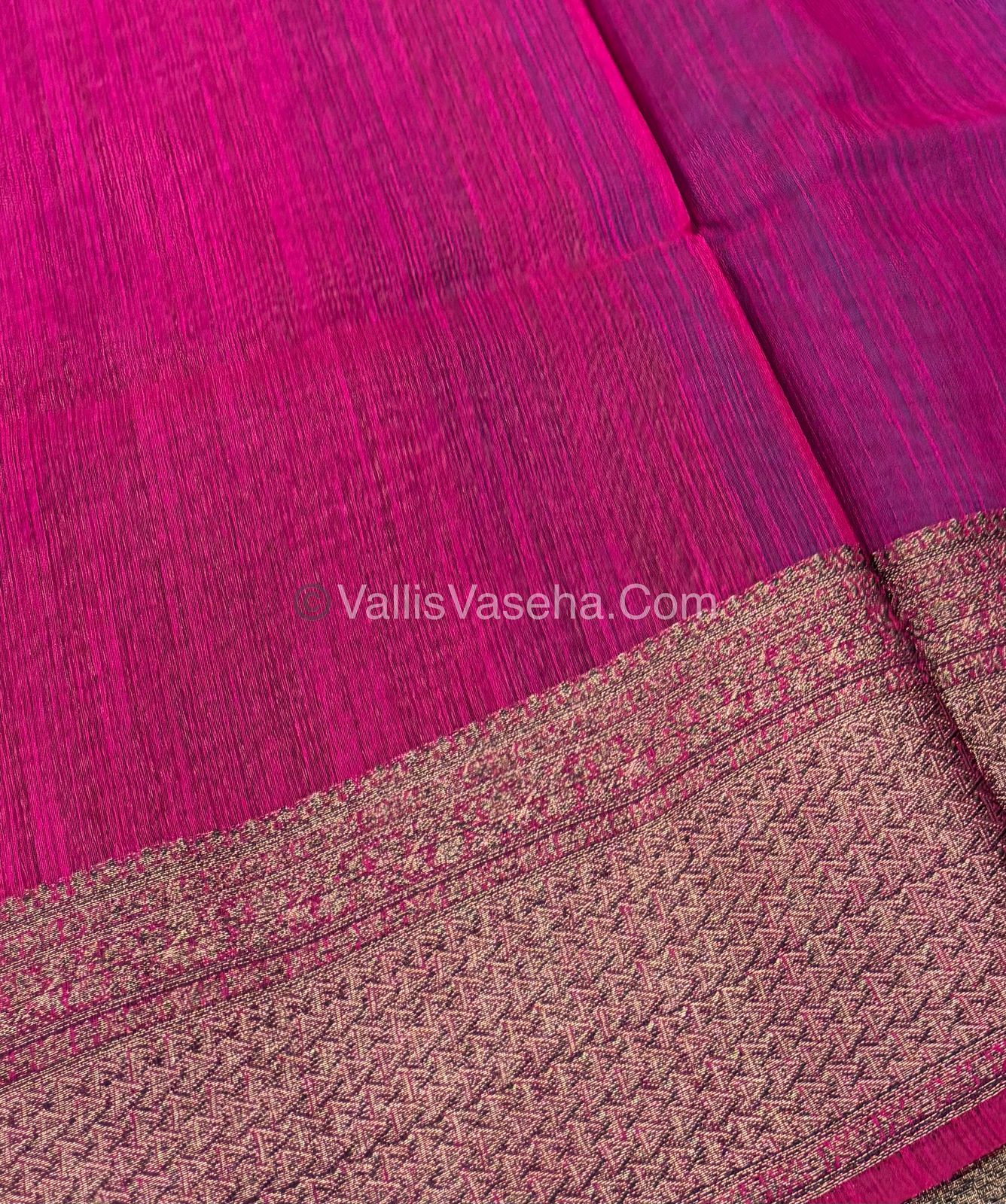 Bamboo Silk Saree - Blue With Pink Shade - VVBSS004