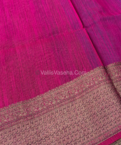 Bamboo Silk Saree - Blue With Pink Shade - VVBSS004