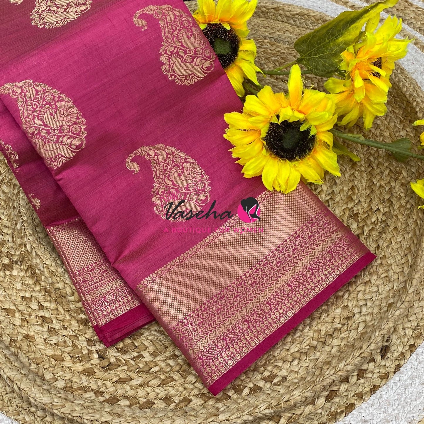 Semi Tussar Silk Saree | Pink Shade |VVSTS055