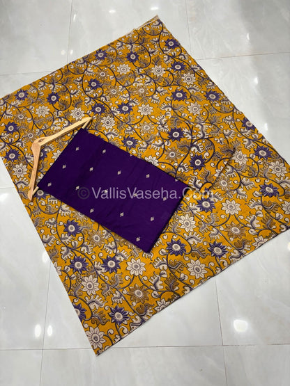 Unstitched Salwar Material -Raw Silk - Violent Shade  - VVUSM012