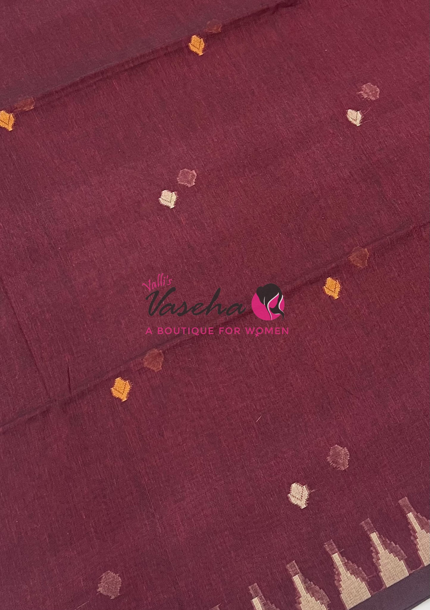 Bengal Kaddhi Cotton Saree | VVBKC001 |Kunkumam maroon