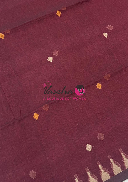 Bengal Kaddhi Cotton Saree | VVBKC001 |Kunkumam maroon