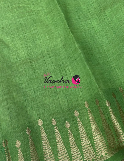 Semi Tussar Silk Saree | Light Green Shade |VVSTS050