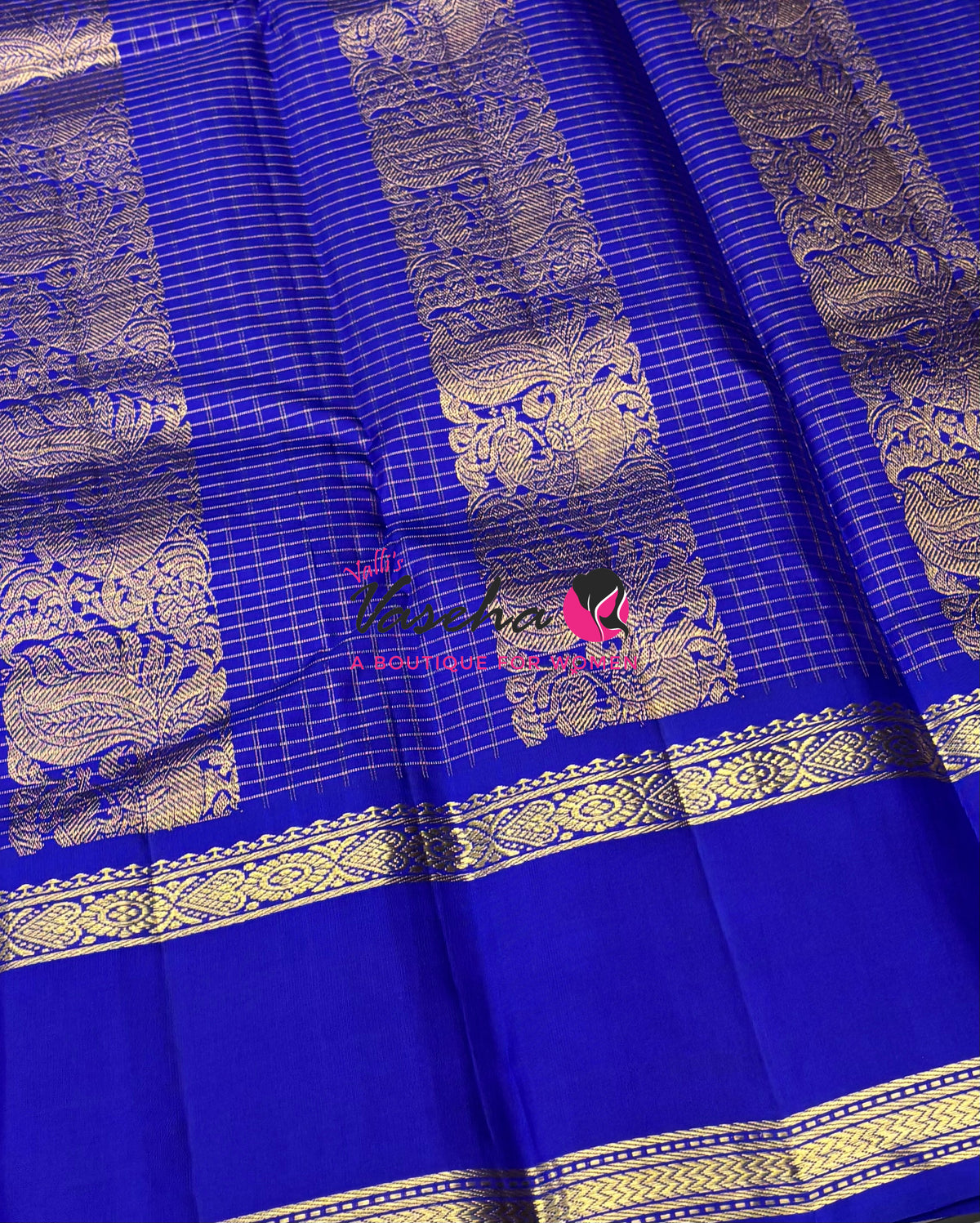 Pure Vintage Korvai Kanchipuram Silk Saree - Lemon Yellow With Blue - VVPS102