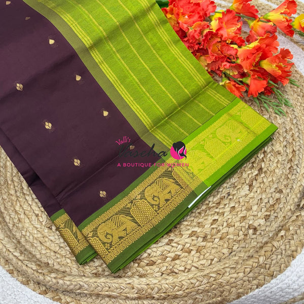 Semi Silk Cotton Saree | Small Leaf Butta Design |VVSSC010