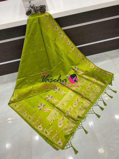 Banarasi - Heritage Meenakari Silk - Green Shade - VVBHS013