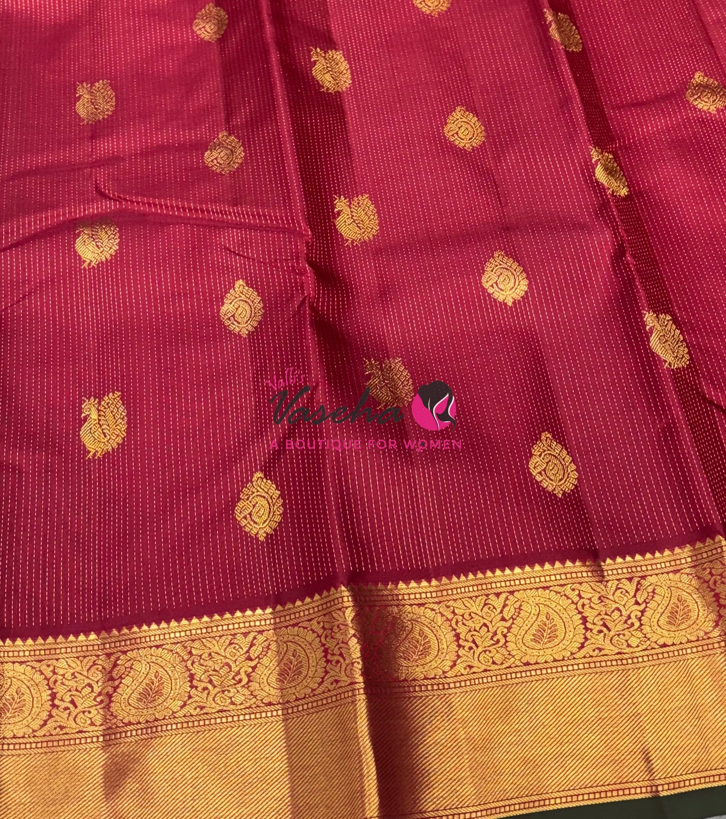 Pure Kanchipuram Silk Saree - Vairavoosi Design  - Maroon Shade - VVPS059