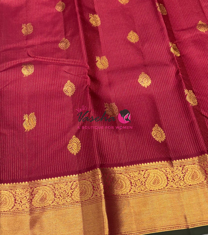 Pure Kanchipuram Silk Saree - Vairavoosi Design  - Maroon Shade - VVPS059