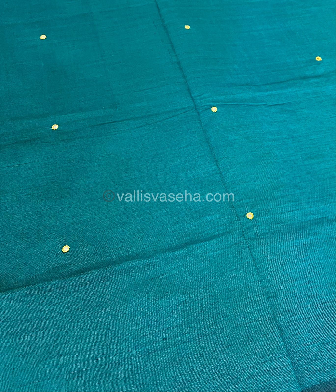 South Mixed Cotton - Mirror Work Embroidery - Ramar Blue with Yellow - VVPCM002