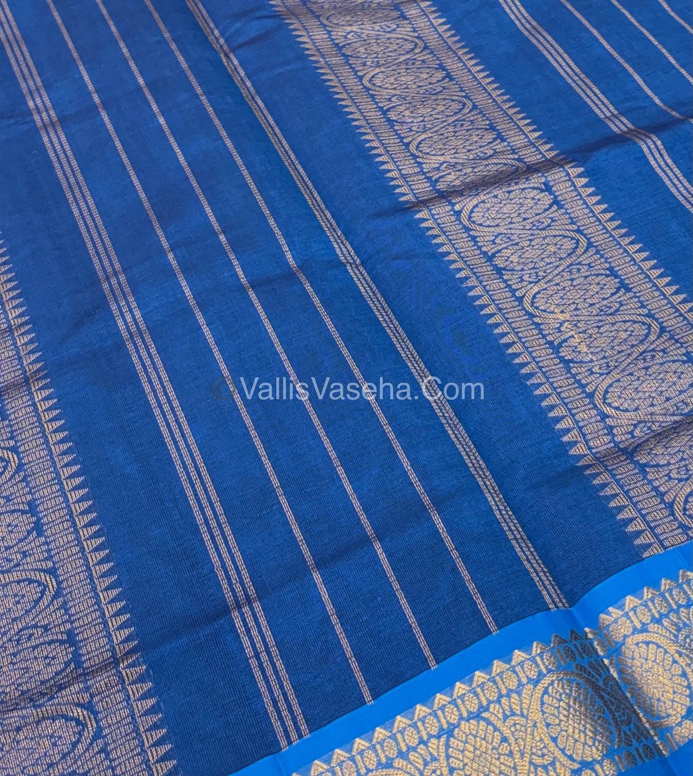 Semi Silk Cotton Saree - Pink With Blue Shade - VVSSC007