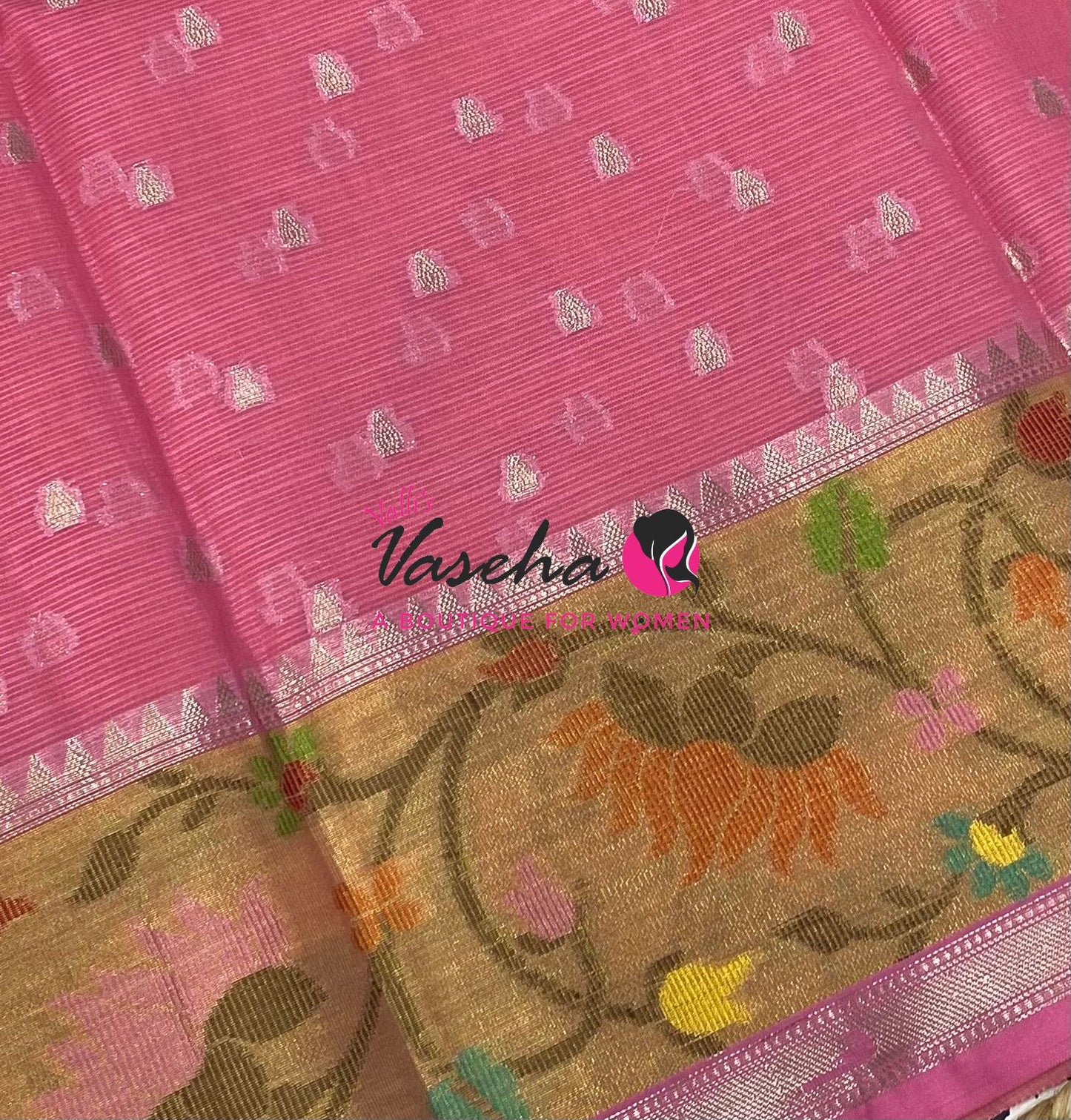 Kota Saree - Paithani Border - Orange with Light Pink   - VVKPS001