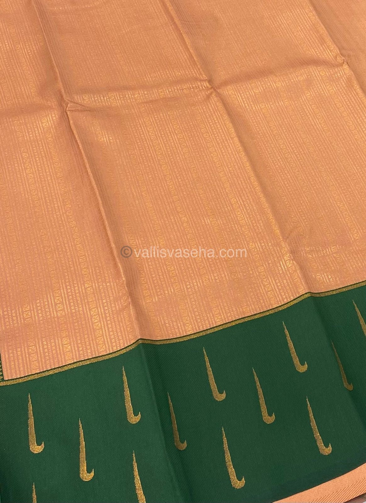 Kanchi Semi Silk - Peach with Green - VVKSS001