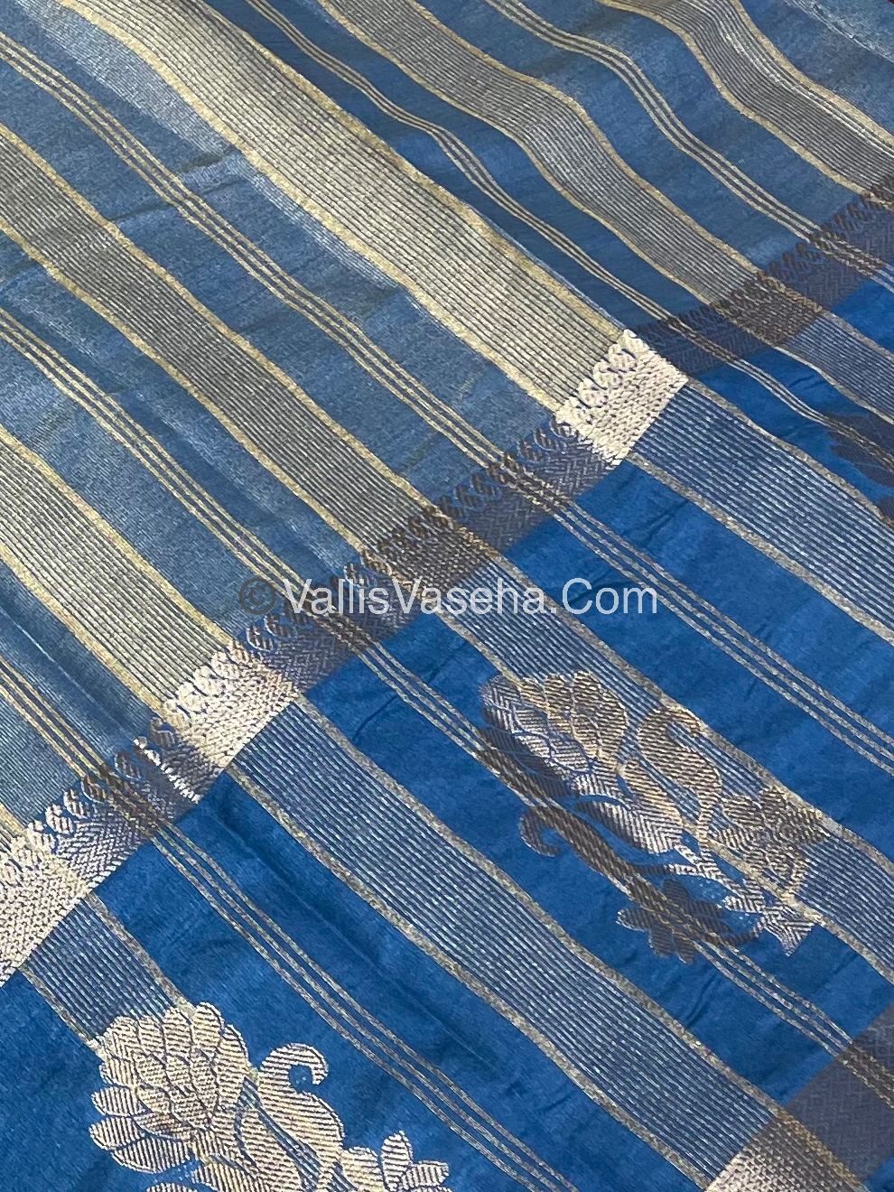 Semi Tissue Tussar Silk - Blue Shade - VVSTS043