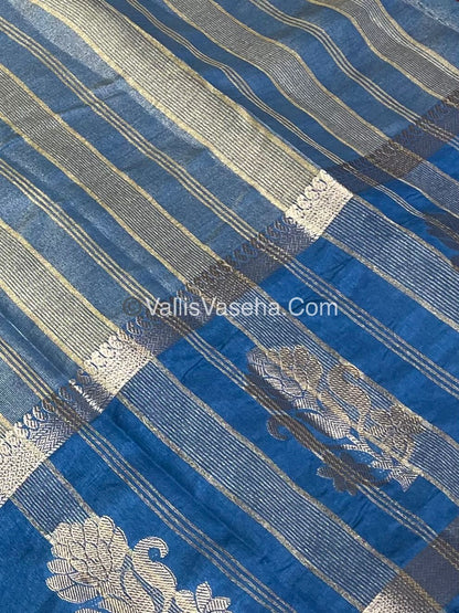 Semi Tissue Tussar Silk - Blue Shade - VVSTS043